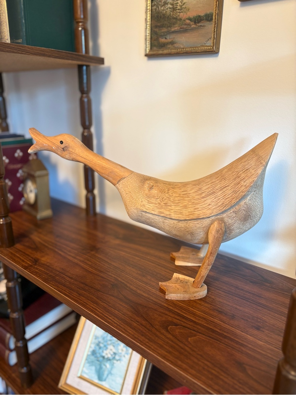 Vintage Hand Carved Wooden Goose Duck Figurine